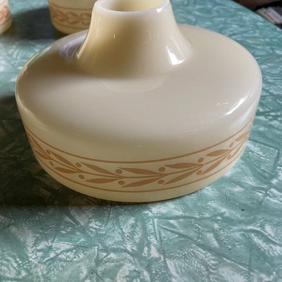 Vintage MCM Pendant Light Shades Custard Beige 1960s Kitschy Atomic Set 4 - Picture 4 of 13